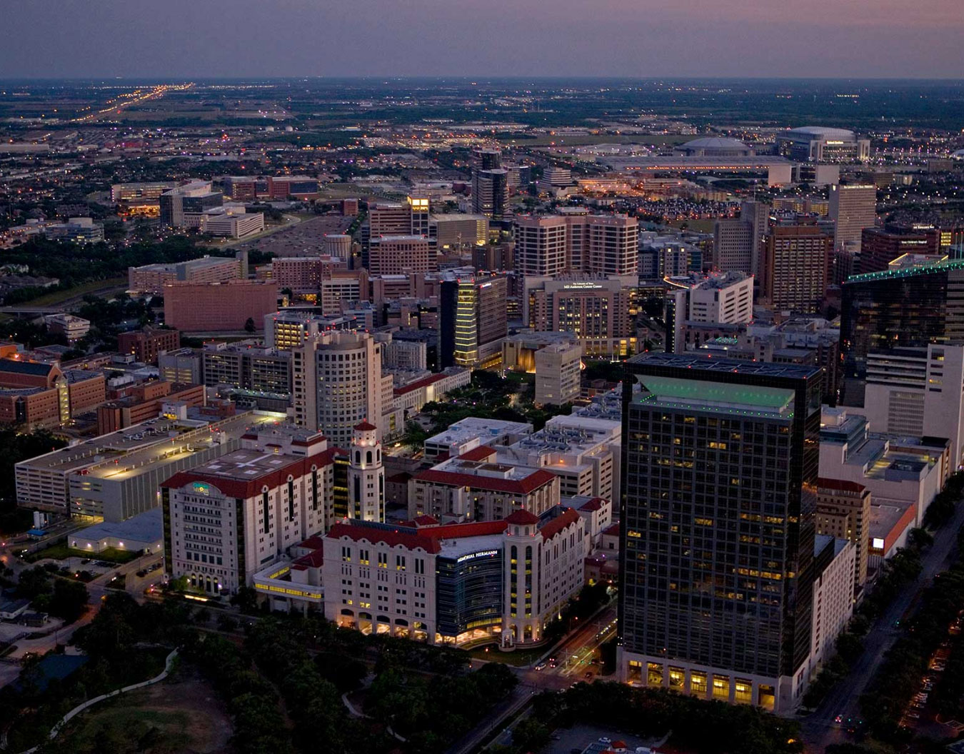 Aerial view of downtown Houston