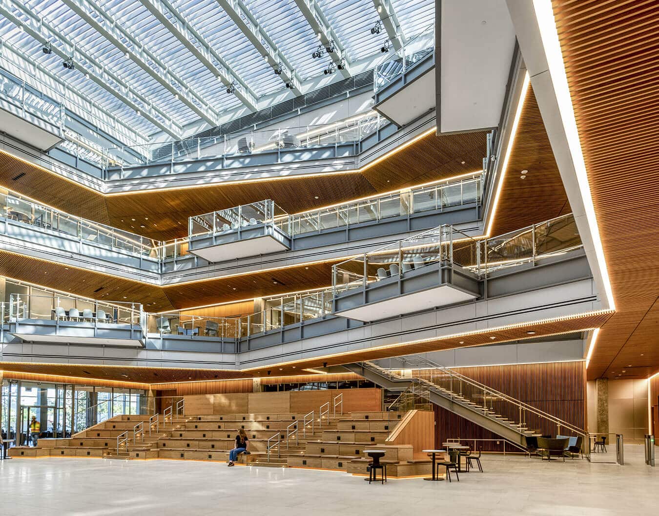 Geometric open air atrium with ground floor amphitheater